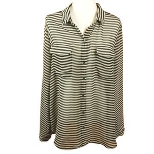 Old Navy Black and White Striped Sheer Top‎ Size XL